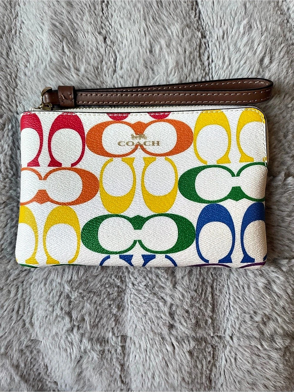 Coach Corner Zip Pride Wristlet In Signature Canvas